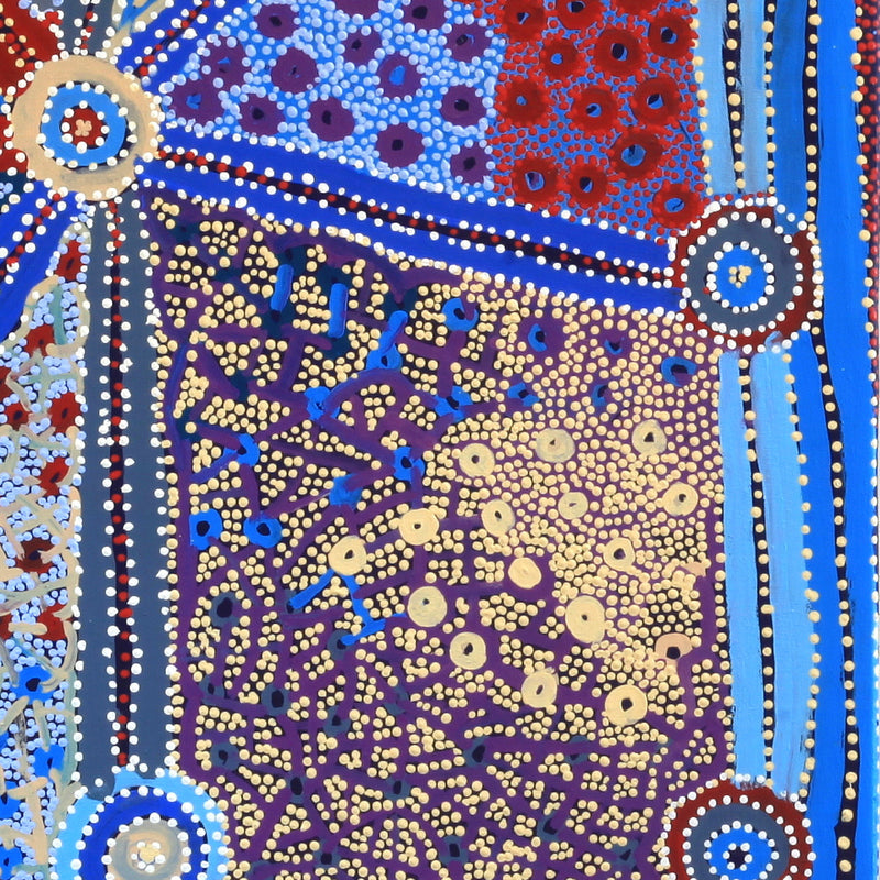 Aboriginal Artwork by Helen Nampijinpa Robertson, Ngapa Jukurrpa - Puyurru, 91x91cm