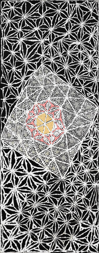 Aboriginal Artwork by Hilda Nakamarra Rogers, Lukarrara Jukurrpa, 76x30cm