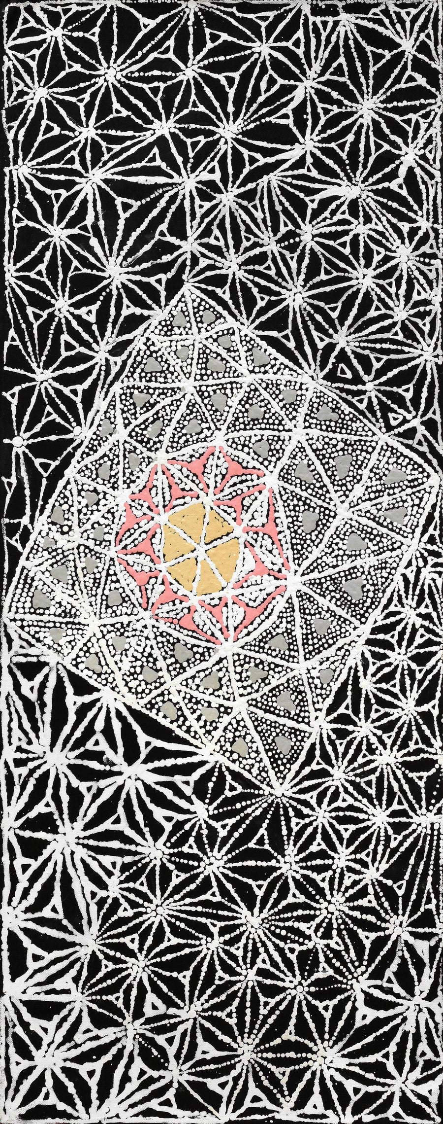 Aboriginal Artwork by Hilda Nakamarra Rogers, Lukarrara Jukurrpa, 76x30cm