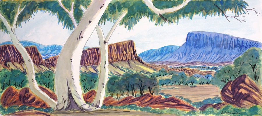 Aboriginal Artwork by Hilary Wirri, Kintore, 54x24cm