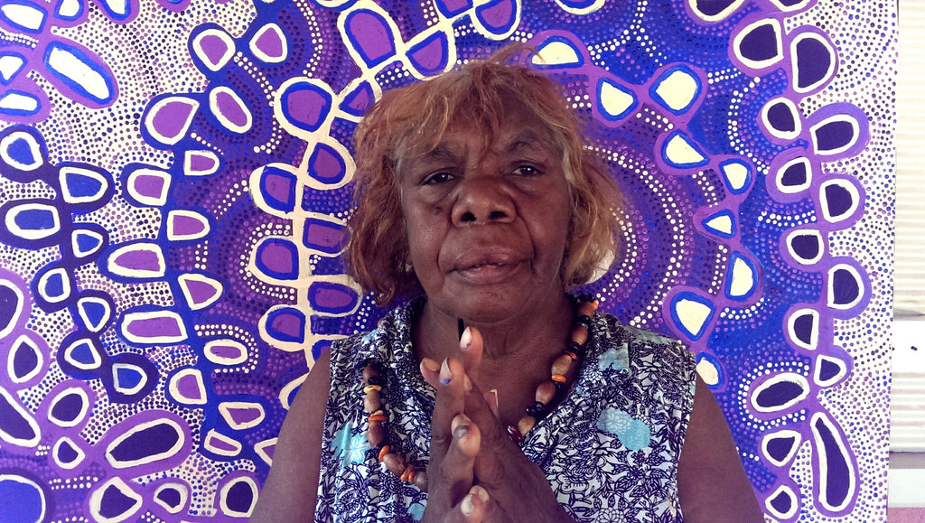 Aboriginal Art by Gayle Napangardi Gibson, Mina Mina Jukurrpa -  Ngalyipi, 30x30cm - ART ARK®