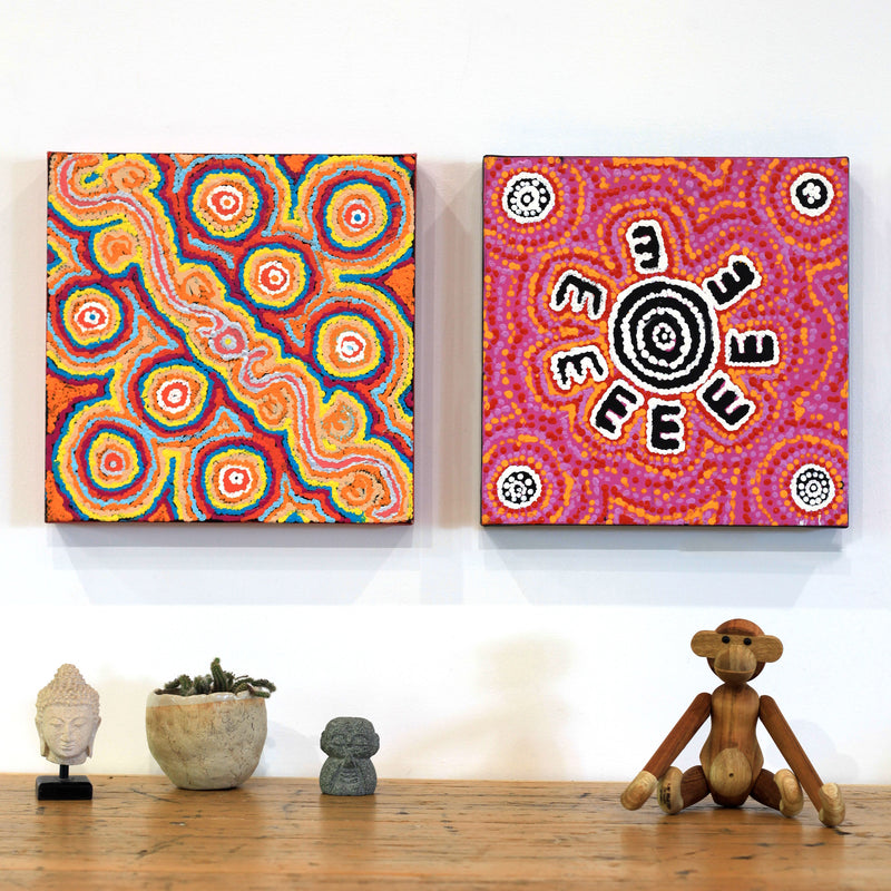 Aboriginal Artwork by Laketta Nampijinpa Turner, Janganpa Jukurrpa (Brush-tail Possum Dreaming)- Mawurrji, 30x30cm