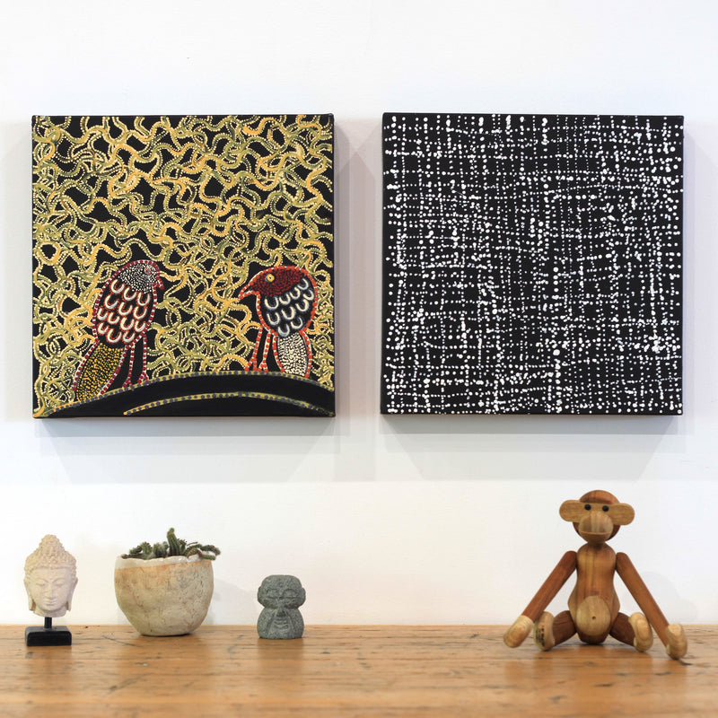 Aboriginal Artwork by Geraldine Napangardi Granites, Jurlpu kuja kalu nyinami Yurntumu-wana, 30x30cm