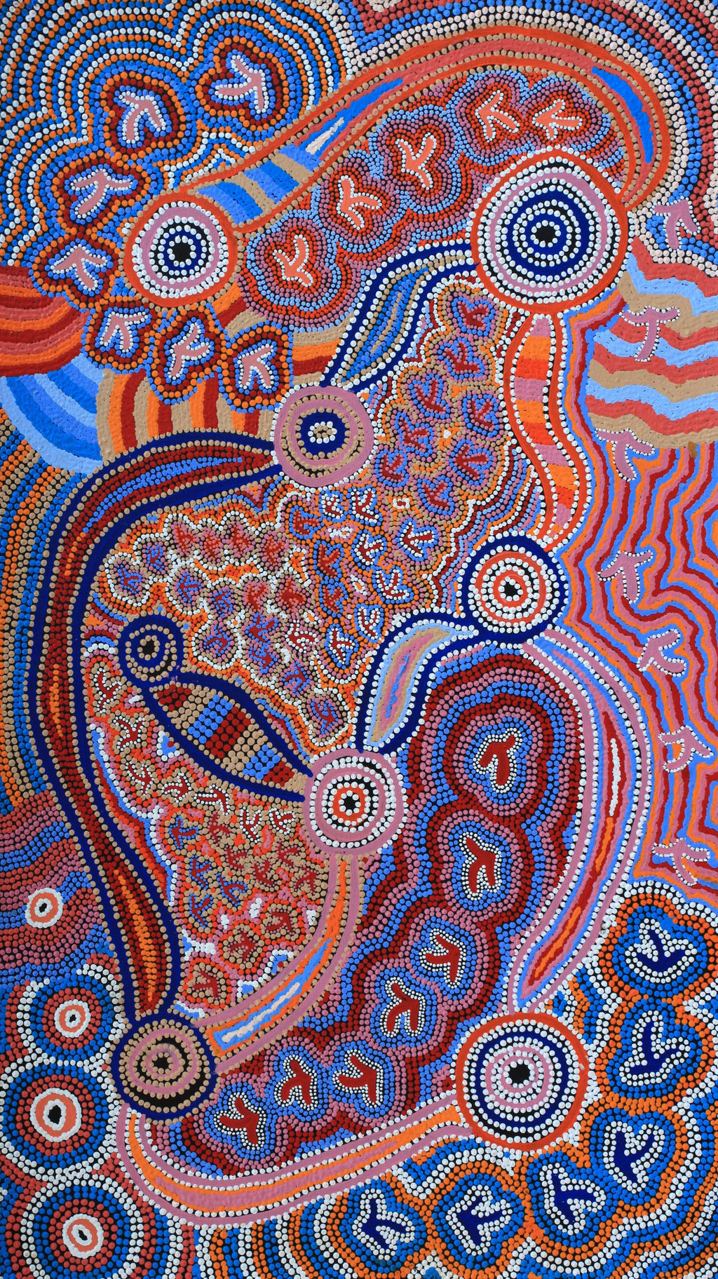 Aboriginal Artwork by Lee Nangala Gallagher, Yankirri Jukurrpa - Ngarna, 107x61cm