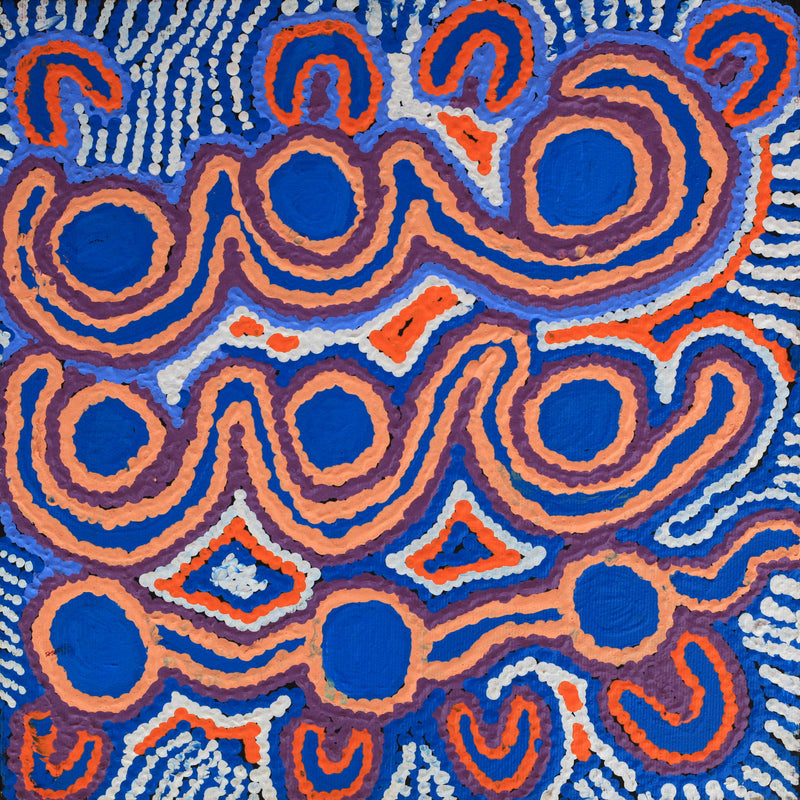 Aboriginal Artwork by Mary Napangardi Gallagher, Mina Mina Jukurrpa, 30x30cm