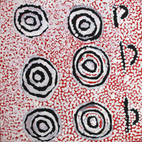 Aboriginal Artwork by Mickey Jampijinpa Singleton, Ngapa Jukurrpa (Water Dreaming) - Puyurru, 30x30cm