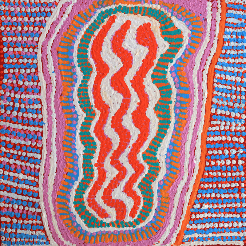 Aboriginal Artwork by Rosie Nangala Flemming, Ngapa Jukurrpa - Mikanji 30x30cm