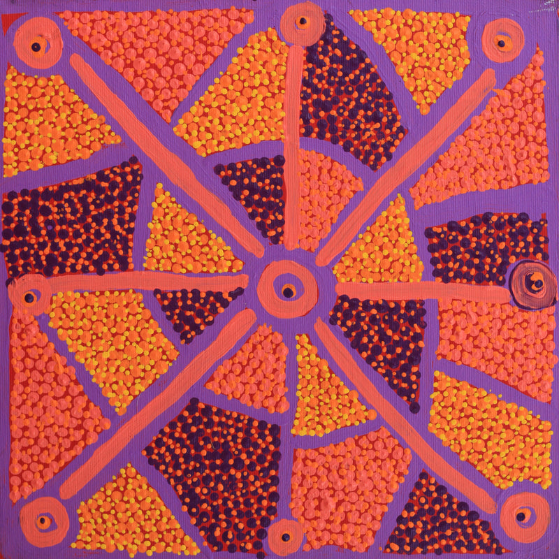 Aboriginal Artwork by Helen Nampijinpa Robertson, Ngapa Jukurrpa - Puyurru, 30x30cm