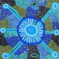 Aboriginal Artwork by Helen Nampijinpa Robertson, Ngapa Jukurrpa - Puyurru, 30x30cm