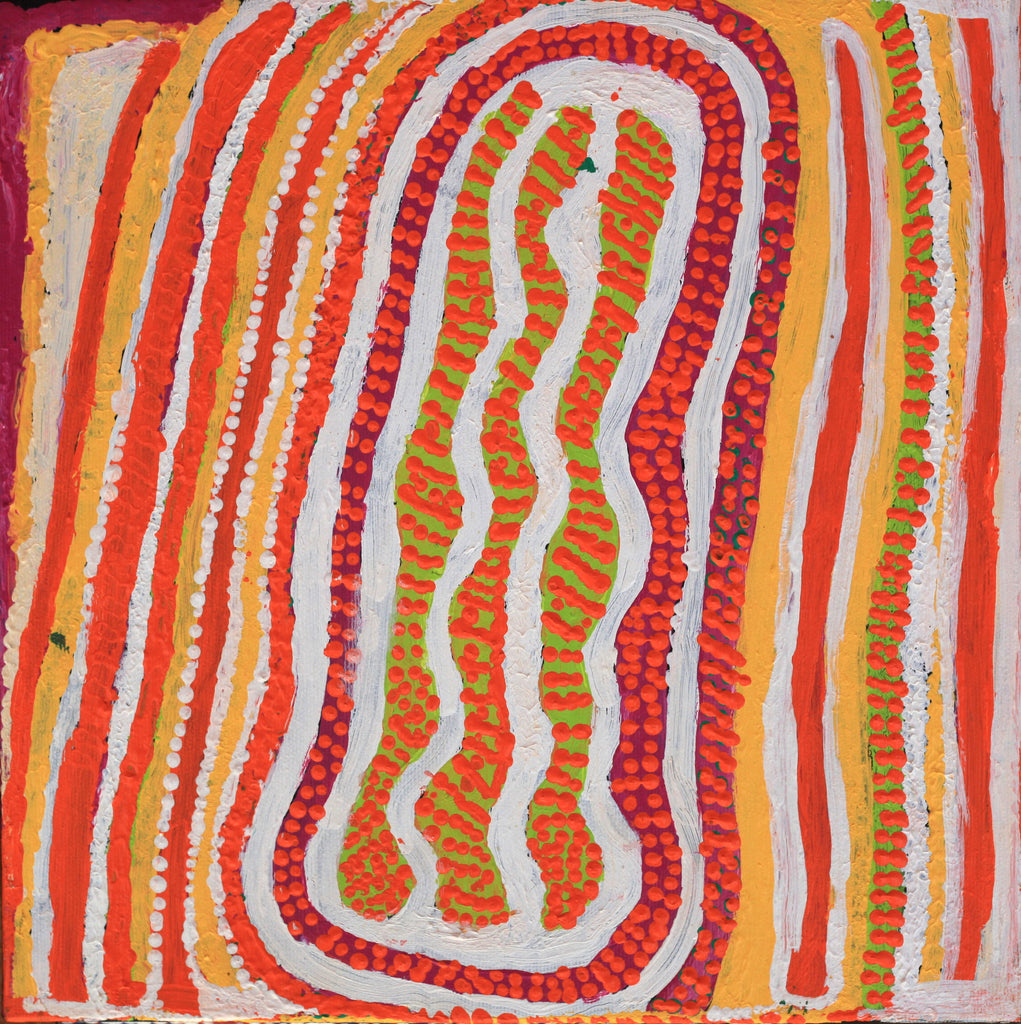 Aboriginal Art by Rosie Nangala Flemming, Ngapa Jukurrpa -  Mikanji 30x30cm - ART ARK®