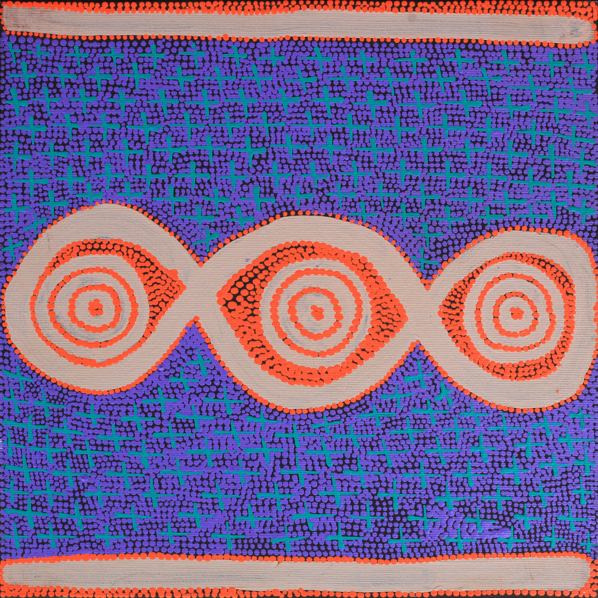 Aboriginal Art by Lorraine Nungarrayi Granites, Ngatijirri Jukurrpa (Budgerigar Dreaming), 30x30cm - ART ARK®