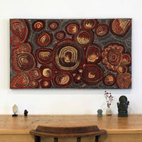 Aboriginal Artwork by Angelina Nampijinpa Tasman, Ngapa Jukurrpa (Water Dreaming) - Pirlinyarnu, 107x61cm
