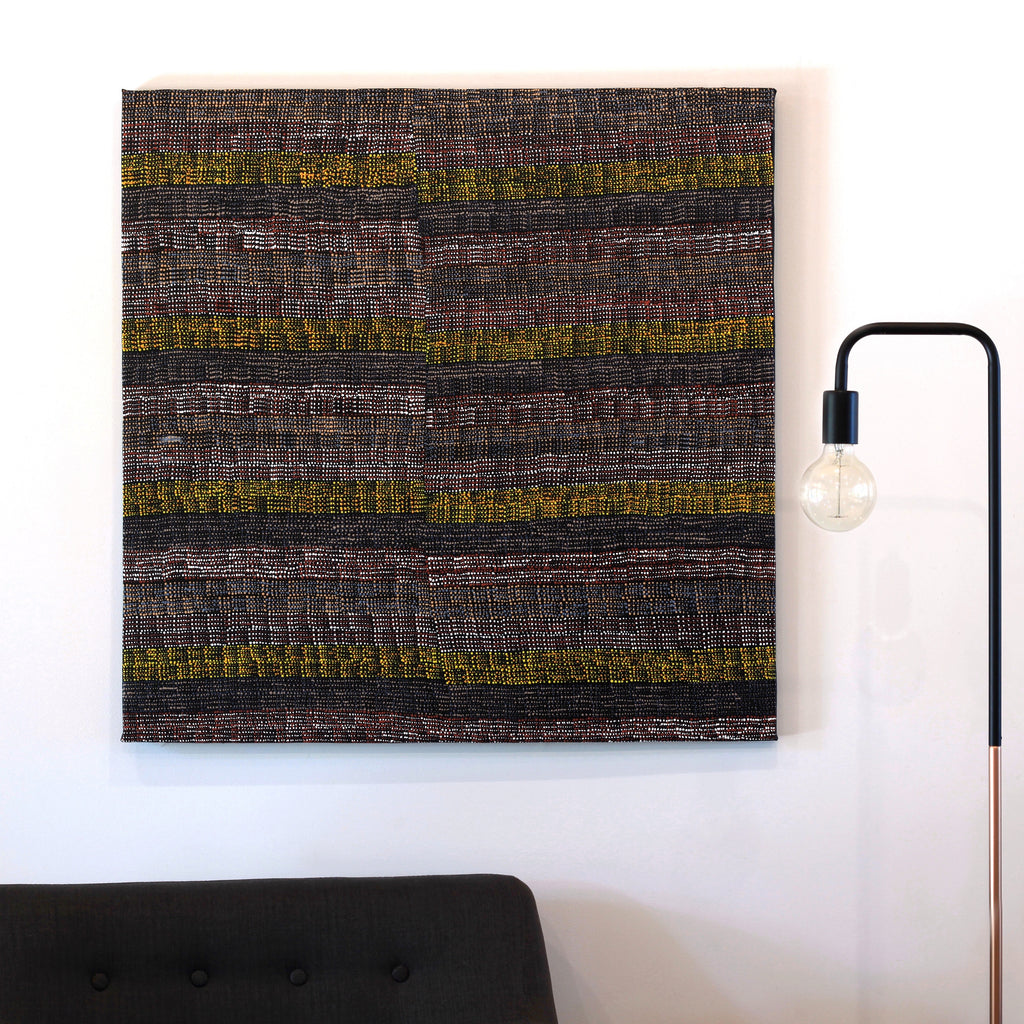 Aboriginal Artwork by Marilyn Maria Nangala Turner, Mina Mina Jukurrpa (Mina Mina Dreaming) - Ngalyipi, 91x91cm