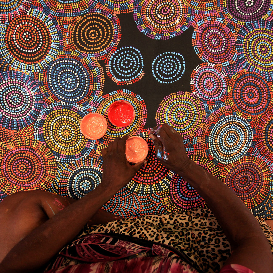 Aboriginal Artwork by Tina Napangardi Martin, Ngapa Jukurrpa - Puyurru, 107x91cm