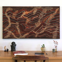 Aboriginal Artwork by Angelina Nampijinpa Tasman, Ngapa Jukurrpa (Water Dreaming) - Pirlinyarnu, 107x61cm