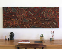 Aboriginal Art by Angelina Nampijinpa Tasman, Ngapa Jukurrpa (Water Dreaming)  -  Pirlinyarnu, 122x46cm - ART ARK®