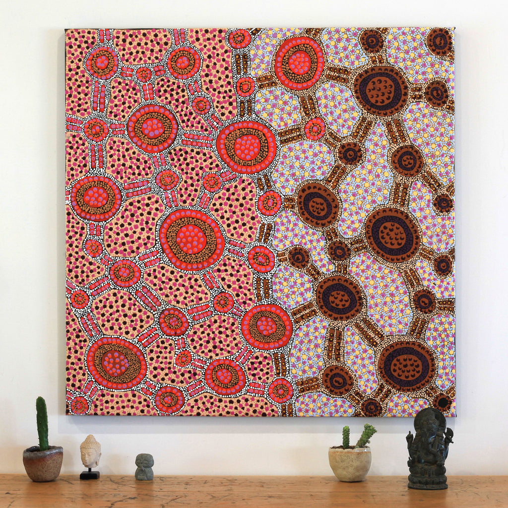 Aboriginal Artwork by Jennifer Napaljarri Lewis, Lukarrara Jukurrpa, 91x91cm