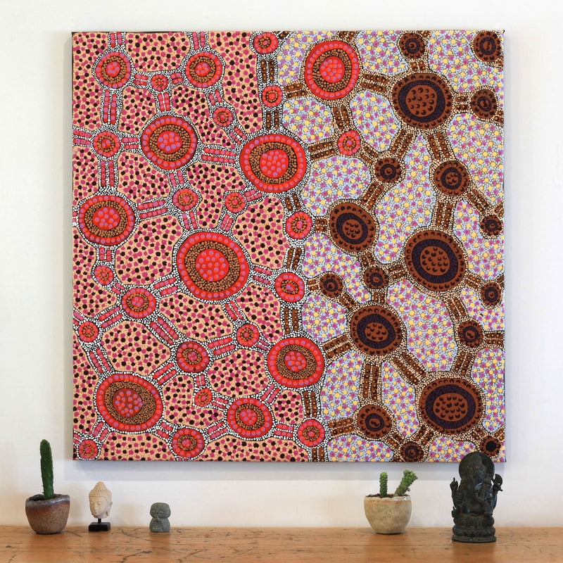 Aboriginal Artwork by Jennifer Napaljarri Lewis, Lukarrara Jukurrpa, 91x91cm