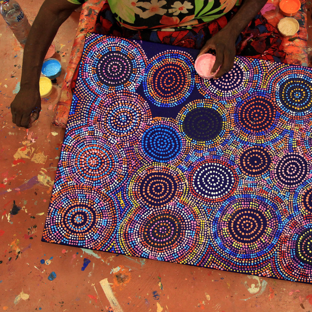 Aboriginal Artwork by Tina Napangardi Martin, Jinti-parnta Jukurrpa, 122x61cm