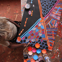 Aboriginal Artwork by Helen Nampijinpa Robertson, Ngapa Jukurrpa - Puyurru, 107x61cm