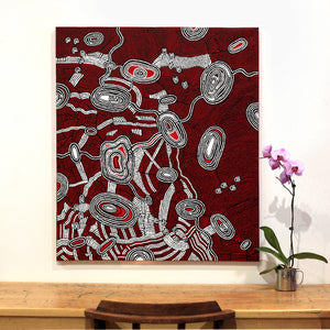 Aboriginal Artwork by Janelle Napurrurla Wilson, Janganpa Jukurrpa (Brush-tail Possum Dreaming)- Mawurrji, 107x91cm - ART ARK®