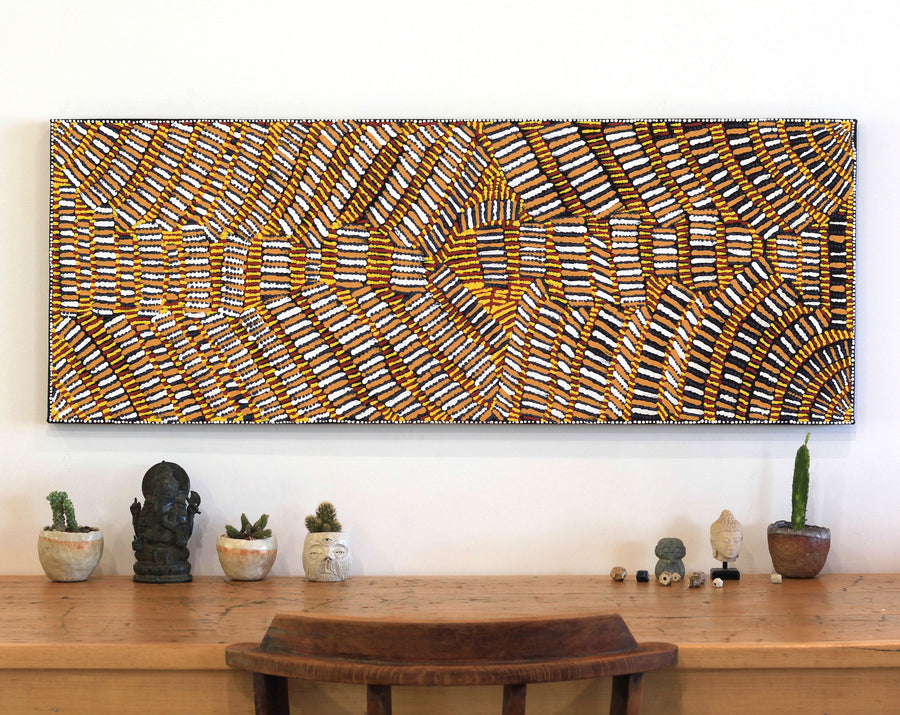 Aboriginal Artwork by Marilyn Maria Nangala Turner, Mina Mina Jukurrpa (Mina Mina Dreaming) - Ngalyipi, 122x46cm