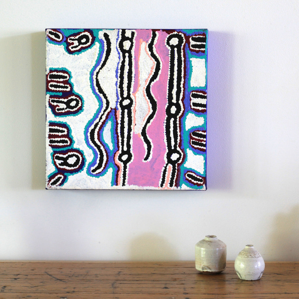 Aboriginal Artwork by Ivy Napangardi Poulson, Pikilyi Jukurrpa, 30x30cm