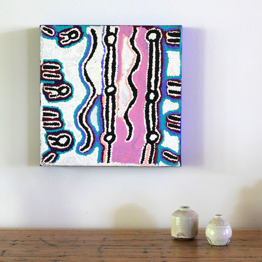 Aboriginal Artwork by Ivy Napangardi Poulson, Pikilyi Jukurrpa, 30x30cm