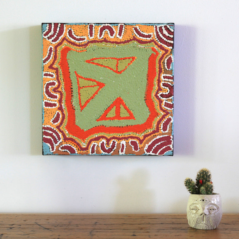 Aboriginal Artwork by Ivy Napangardi Poulson, Pikilyi Jukurrpa, 30x30cm