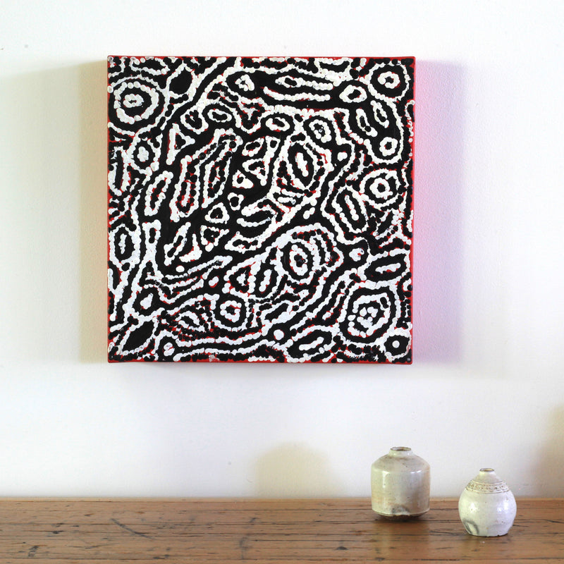 Aboriginal Artwork by Magda Nakamarra Curtis, Lappi Lappi Jukurrpa, 30x30cm