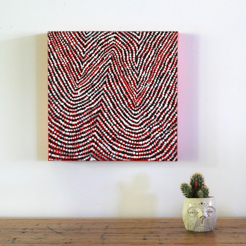 Aboriginal Artwork by Sarah Napurrurla Leo, Lukarrara Jukurrpa, 30x30cm