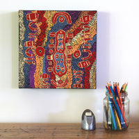 Aboriginal Artwork by Pamela Nangala Sampson, Ngapa Jukurrpa (Water Dreaming) - Mikanji, 30x30cm