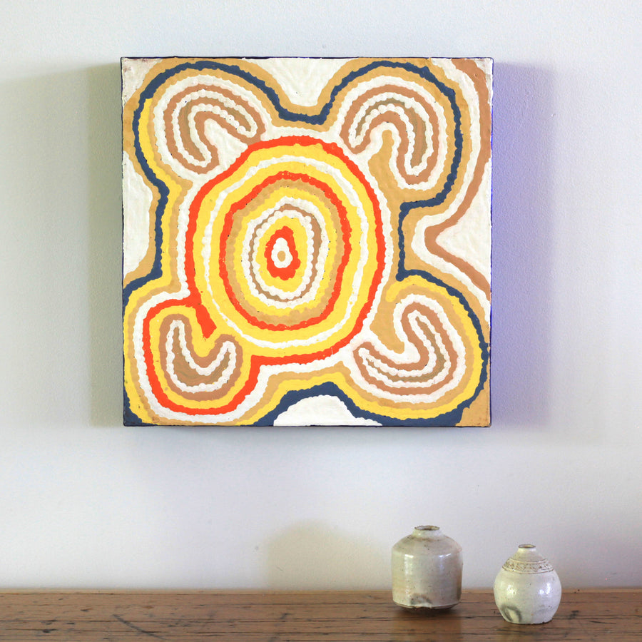 Aboriginal Artwork by Nancy Napanangka Gibson, Mina Mina Jukurrpa, 30x30cm