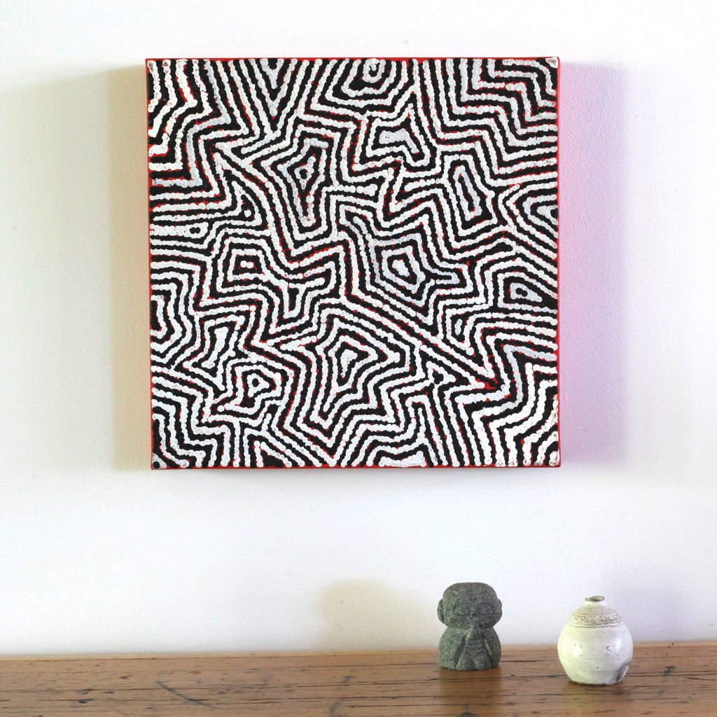 Aboriginal Artwork by Sarah Napaljarri Simms, Pikilyi Jukurrpa (Vaughan Springs Dreaming), 30x30cm