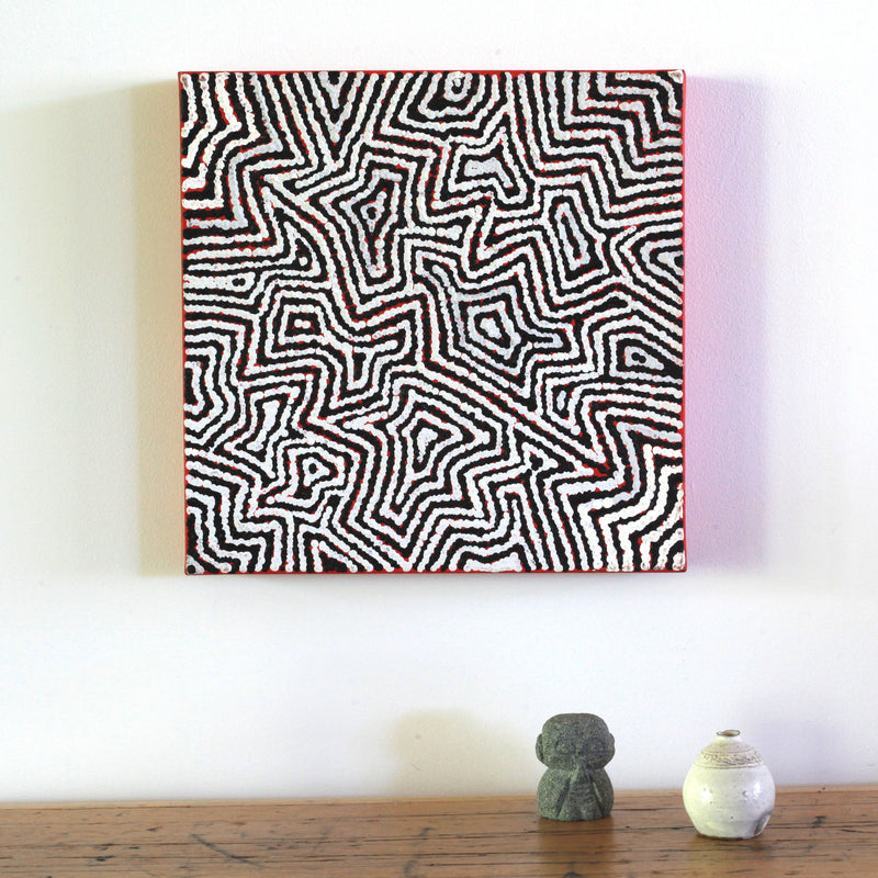 Aboriginal Artwork by Sarah Napaljarri Simms, Pikilyi Jukurrpa (Vaughan Springs Dreaming), 30x30cm