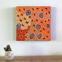 Aboriginal Artwork by Ruth Napaljarri Stewart, Ngatijirri Jukurrpa (Budgerigar Dreaming), 30x30cm