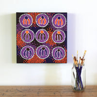 Aboriginal Artwork by Catherine Nungarrayi Malbunka, Yankirri Jukurrpa (Emu Dreaming) - Ngarlikurlangu, 30x30cm