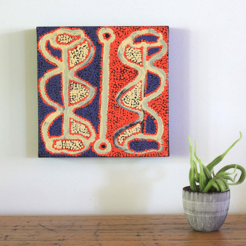 Aboriginal Artwork by Bernard Japanangka Watson, Pamapardu Jukurrpa - Warntungurru, 30x30cm