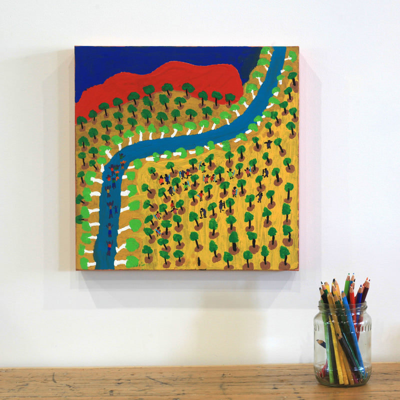 Aboriginal Artwork by Grace Robinya, Paddy's Well, 40x40cm