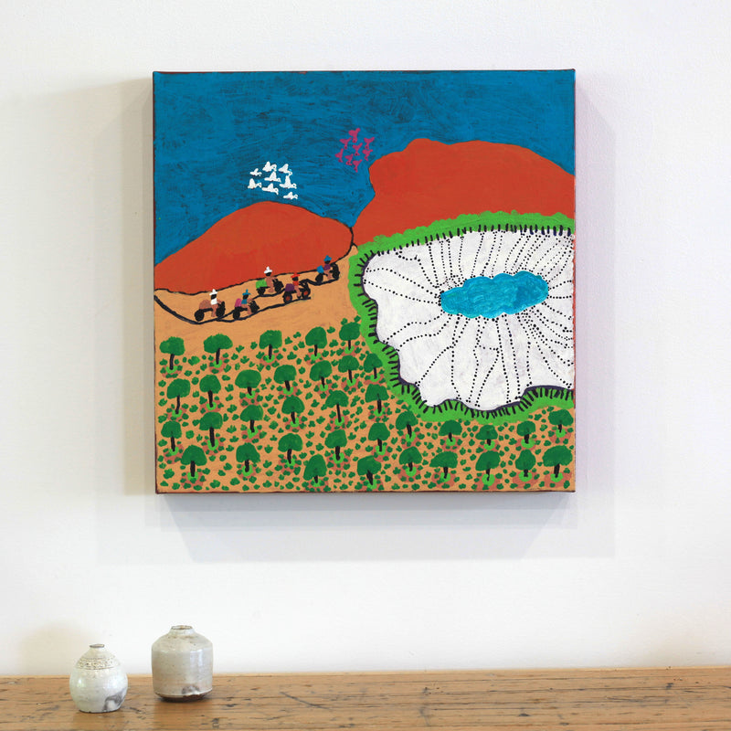 Aboriginal Artwork by Grace Robinya, Llewerr - Lake Lewis, 40x40cm