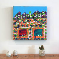 Aboriginal Artwork by Margaret Boko, Houses at Jay Creek, 40x40cm