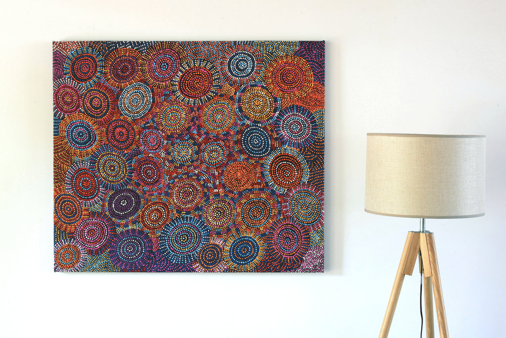 Aboriginal Art by Tina Napangardi Martin, Ngapa Jukurrpa -  Puyurru, 107x91cm - ART ARK®