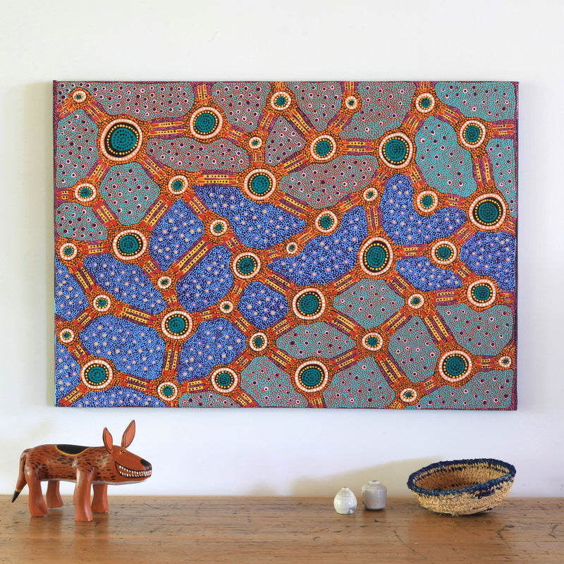 Aboriginal Artwork by Jennifer Napaljarri Lewis, Lukarrara Jukurrpa, 107x76cm