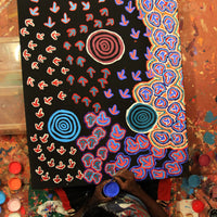 Aboriginal Artwork by Margaret Nangala Gallagher, Yankirri Jukurrpa (Emu Dreaming), 122x76cm
