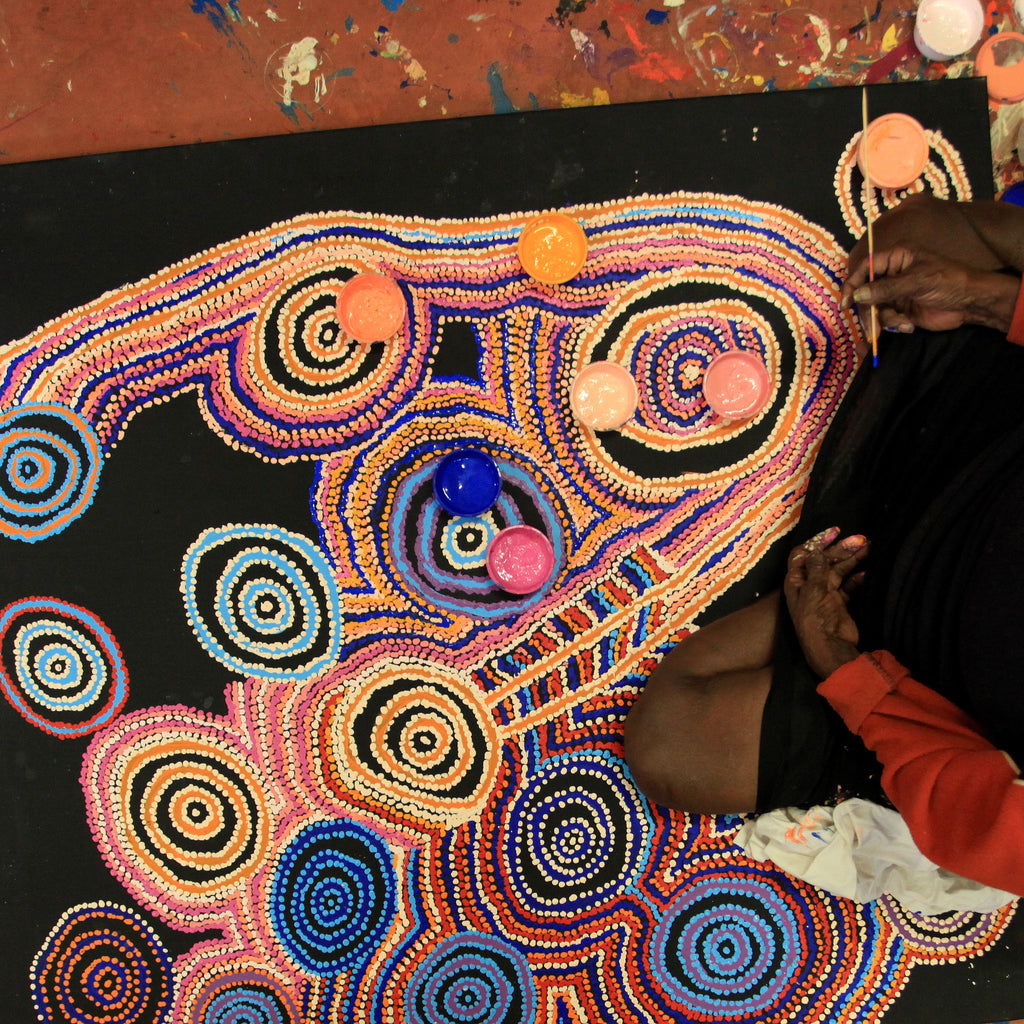 Aboriginal Art by Jeani Napangardi Lewis, Mina Mina Jukurrpa - Ngalyipi, 122x107cm - ART ARK®