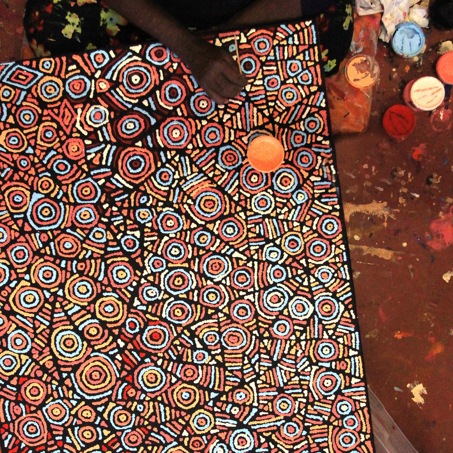 Aboriginal Artwork by Pauline Napangardi Gallagher, Mina Mina Jukurrpa, 122x76cm