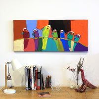 Aboriginal Artwork by Karen Napaljarri Barnes, Jurlpu kuja kalu nyinami Yurntumu-wana, 107x46cm