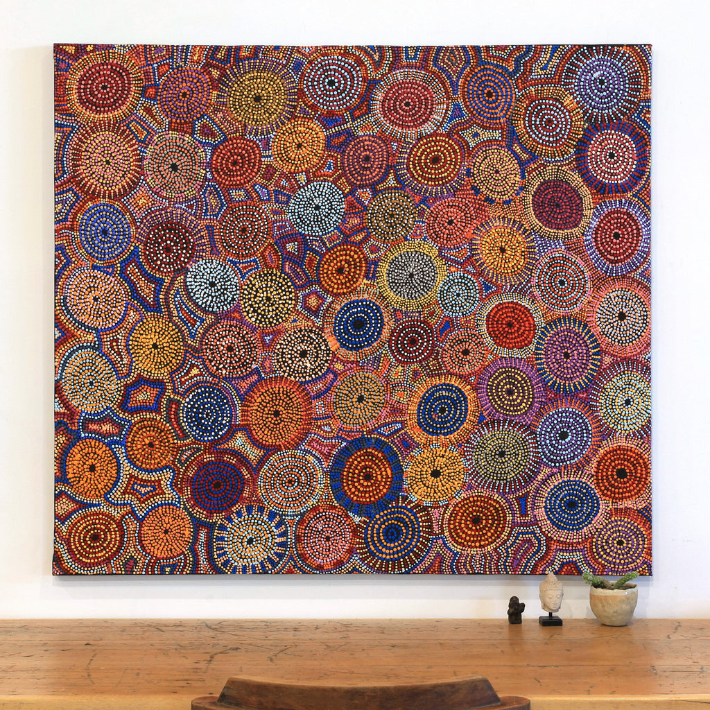 Aboriginal Art by Tina Napangardi Martin, Jinti-parnta Jukurrpa, 122x107cm - ART ARK®