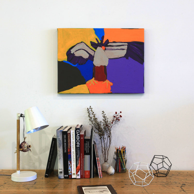 Aboriginal Artwork by Karen Napaljarri Barnes, Jurlpu kuja kalu nyinami Yurntumu-wana, 61x46cm