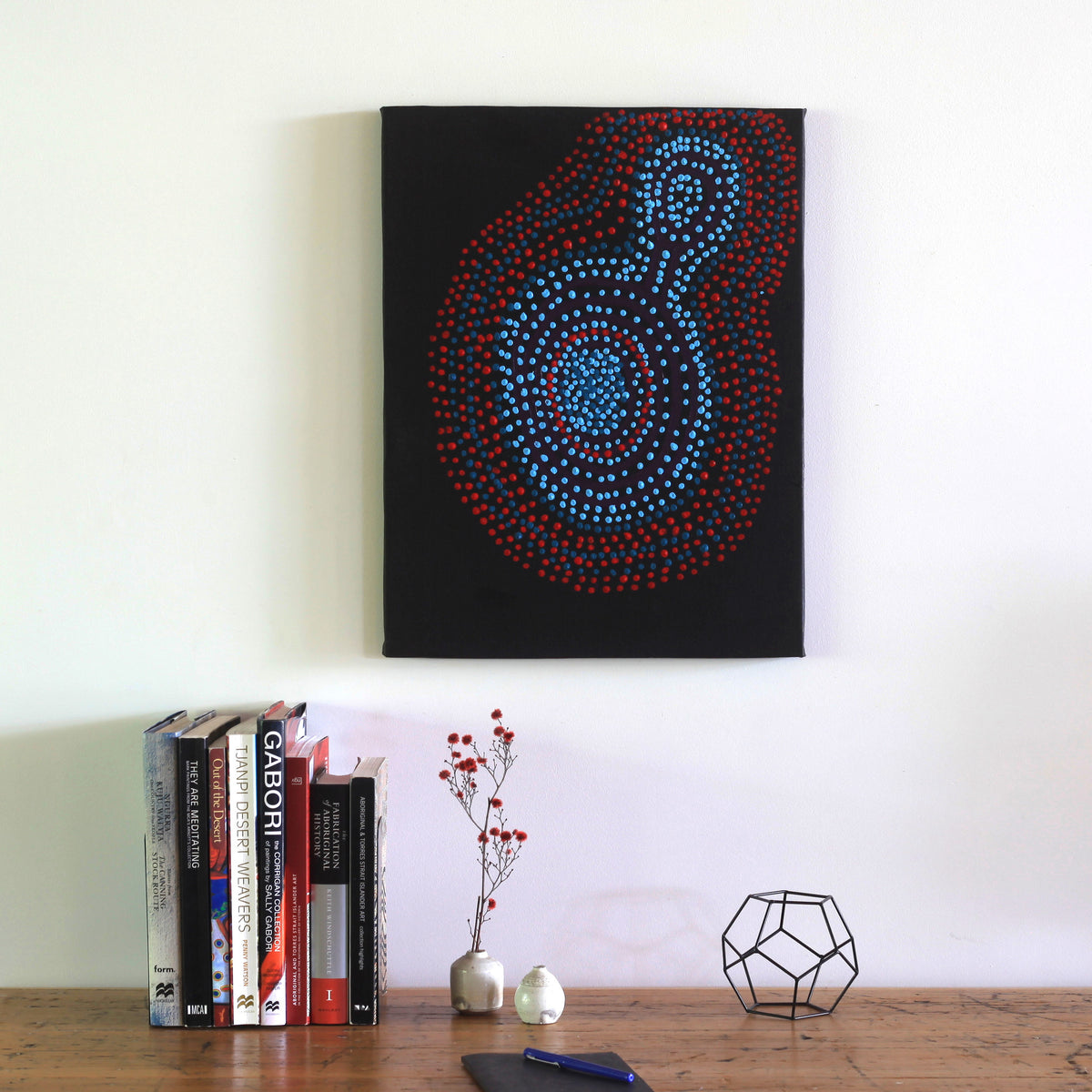 Aboriginal Art by Shorty Jangala Robertson, Ngapa Jukurrpa (Water Dreaming)  -  Puyurru, 61x46cm - ART ARK®